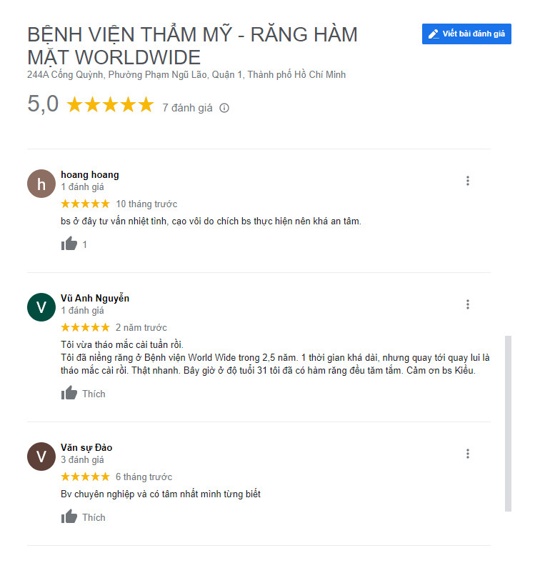 Bệnh viện răng hàm mặt Worldwide bọc răng sứ ở đâu