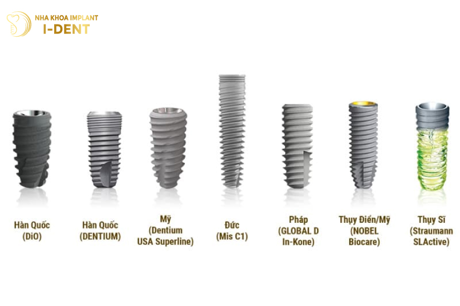 Một số thương hiệu trụ Implant chính hãng được sử dụng phổ biến trồng răng implant có bền không