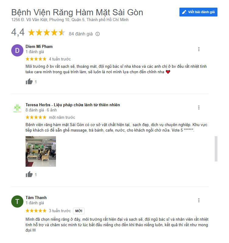 Review khách hàng đã làm răng tại Bệnh viện Răng Hàm Mặt Sài Gòn (Ảnh từ google) cắm implant ở đâu tốt tphcm
