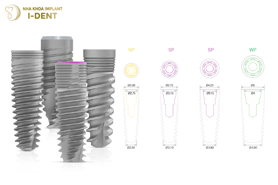 Trụ Implant Đức có kích thước và chiều cao đa dạng Trụ Implant Đức có kích thước và chiều cao đa dạng