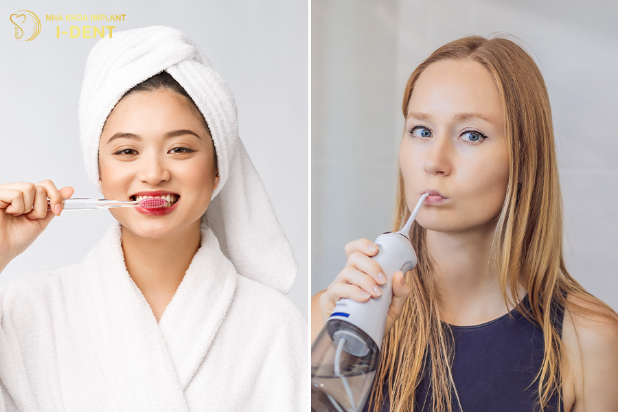Dùng tăm nước trước hay sau khi đánh răng thì tốt hơn? dùng tăm nước trước hay sau khi đánh răng