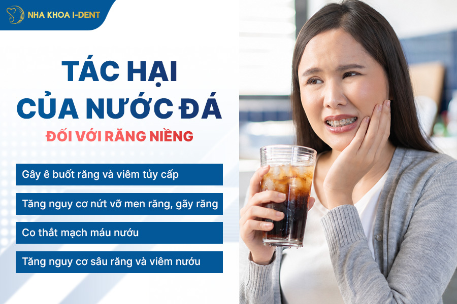 tác hại của nước đá đối với người niềng răng